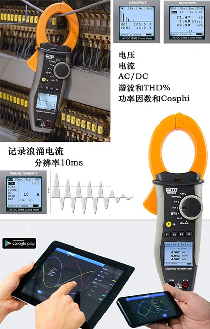 HT9022-带有谐波\功率\功率因数的交/直流真有效值电流钳表