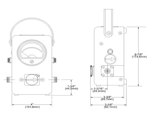 Model 43 RF瓦特计尺寸图